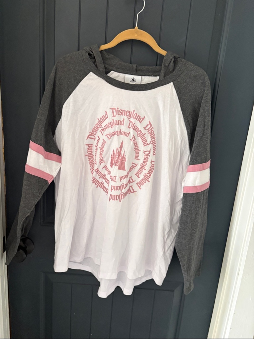 Disney White, Charcoal & Pink Raglan Hoodie-Style Top
